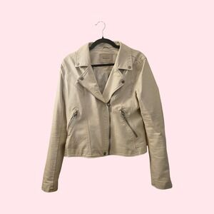 Blank NYC Cream Vegan Leather Moto Jacket Off White Faux Leather Biker Large